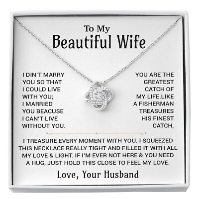 To My Beautiful Wife Necklace, Christmas Gifts For Women, Anniversary Gift