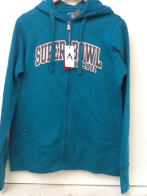 Super Bowl XLVII Antigua NFL Womens Full Zip Teal Hooded Jacket Size Medium NWT