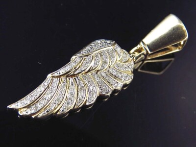 1.40Ct Round Diamond Angle Wing Pendant 14K Yellow Gold Plated Silver