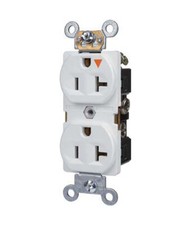 Isolated Ground Duplex 20A Receptacle Industrial Grade Tamper Resistant White