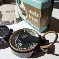 Lensatic Military Style Compass Model 550 With Box Bag Documents Vintage Japan
