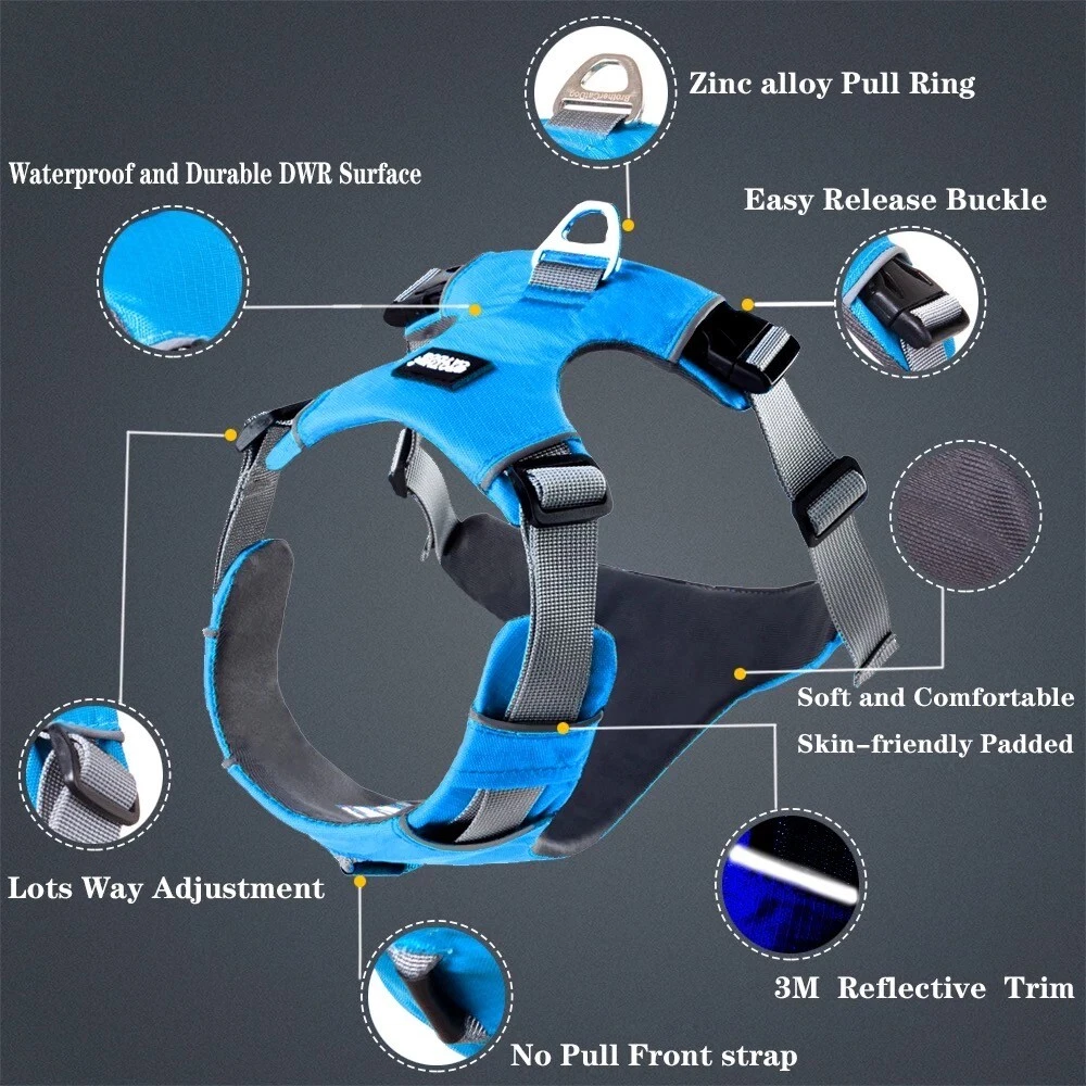 Dog Harness Nylon Reflective Adjustable Small Medium Large X-Large