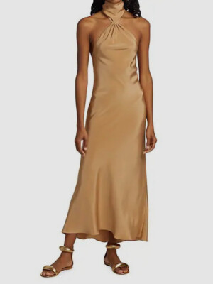 Cloe Halter Silk Maxi Slip Dress