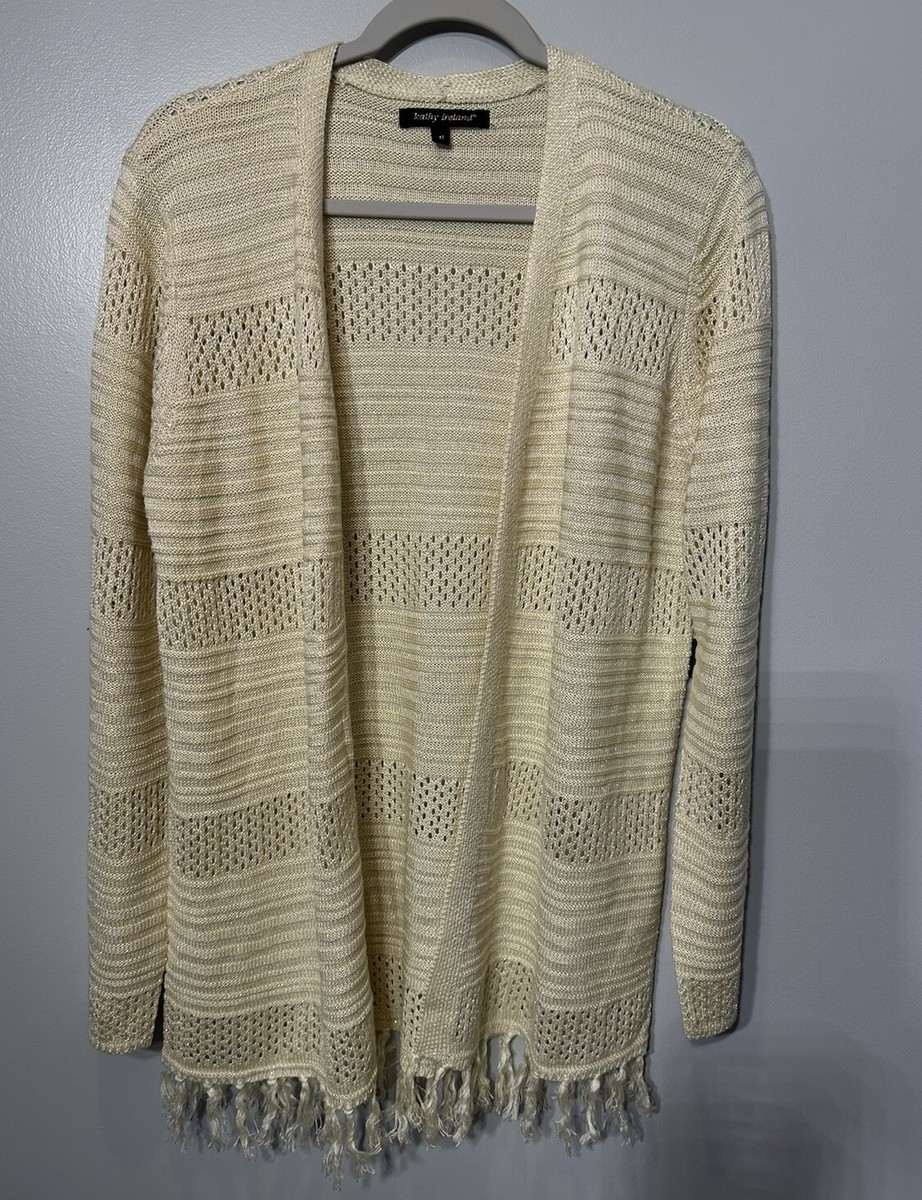 FRINGE TIGHT KNIT TOPS ベージュ