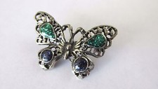 NEW Metal Butterfly Pin Green Purple Glitter Wings. Made in USA