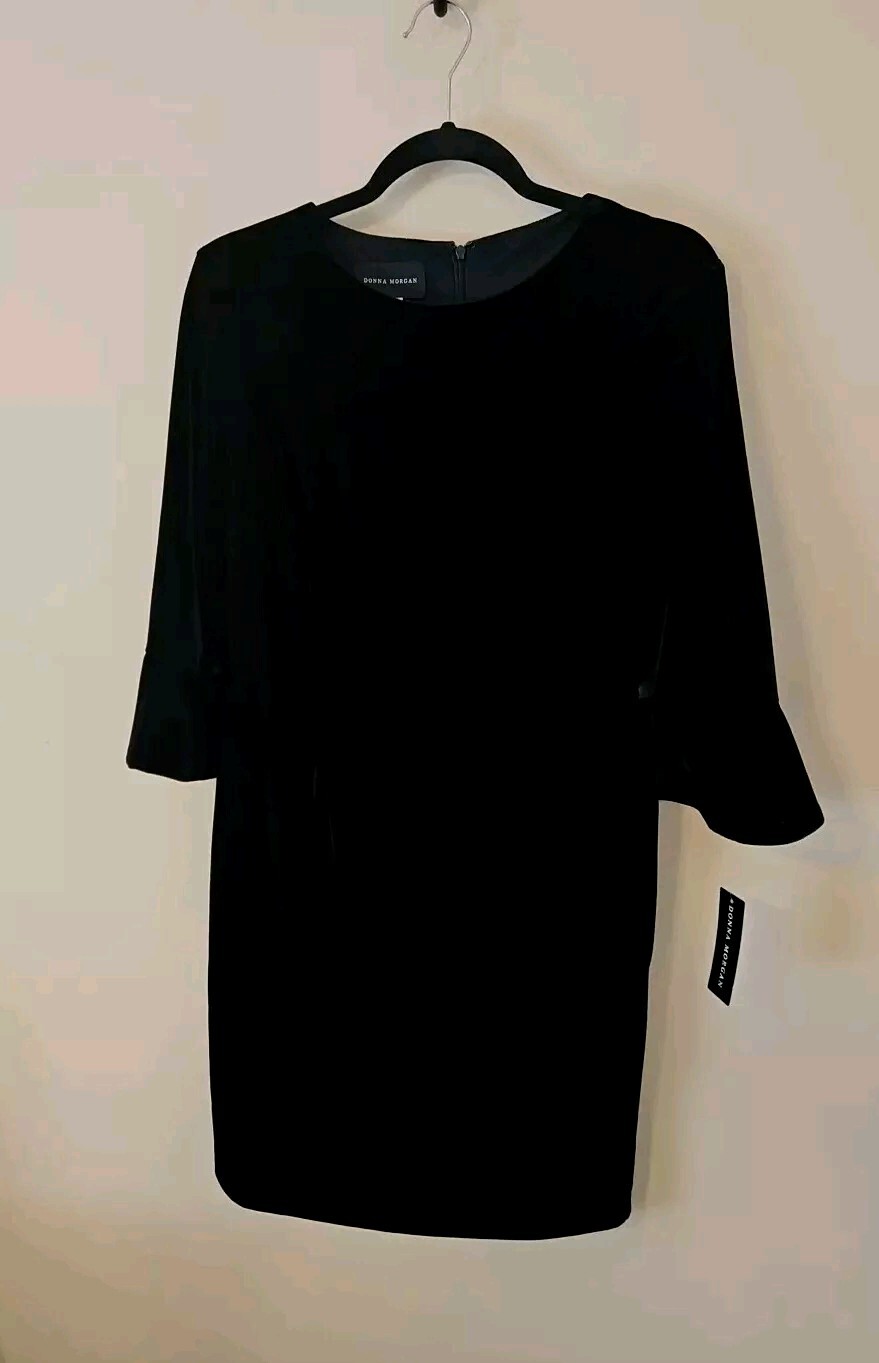 Donna Morgan Black Velvet Holiday Party Dress Women Size 8 Luxe Velour Elegant Chic