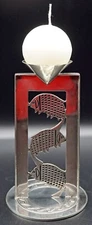 Universal Pewter 95% Tin 3 Swimming Fish Candleholder Round candle included #2
