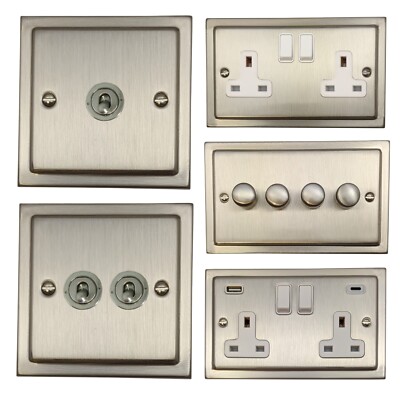 G&H Trimline Matt Chrom Satin Nickel TSNW Lichtschalter, Steckdosen, Dimmer