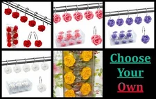 *NEW* 🌸Shower Curtain Hooks Resin Rose Flower Set of 12🌸( Choose Your Color )