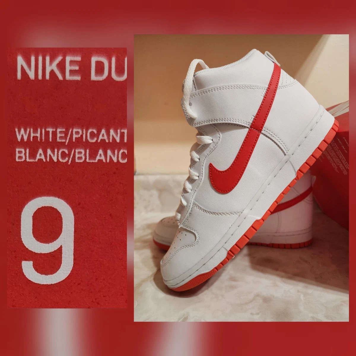 Men's Size 9 Nike Dunk High Retro Picante Red 2023, DV0828-100 Sneakers🔥🔥🔥