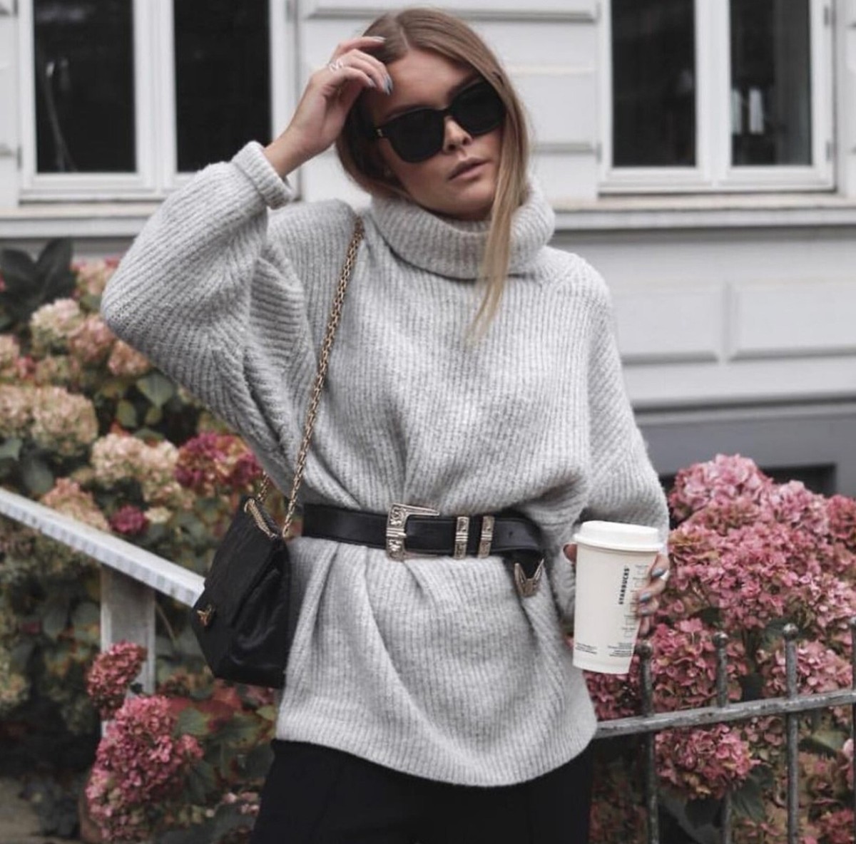 ZARA WOOL BLEND MARL GREY OVERSIZE ROLL TURTLE NECK SWEATER RIB KNIT LONG  JUMPER