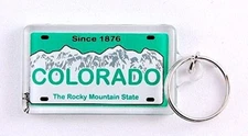 Colorado State License Plate Acrylic Rectangular Souvenir Keychain 2.25" X 1.25"
