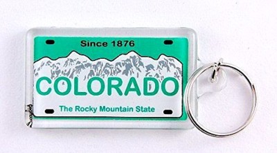 Colorado State License Plate Acrylic Rectangular Souvenir Keychain 2.25'' X 1.25''