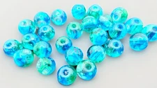 Czech Glass Splotchy Beads Aqua 6mm Qty:20