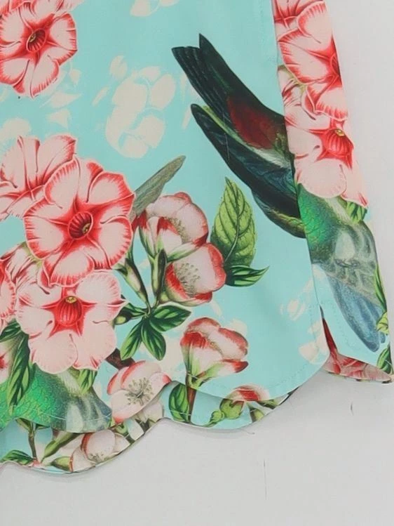 Ted Baker Women's Shorts UK 10 Blue Floral 100% Polyester Mom - Image 4 of 4