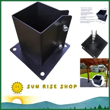 Durable Black Powder Coated Metal Fence Post Base Support - 6x6 Inch