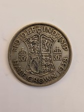 1938 King George VI Silver Half Crown Coin very good condition