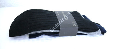 NEW 3 Pairs Banana Republic Men's Socks Size One Size Black Gray Navy