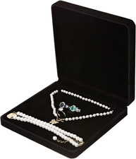 Velvet Jewelry Set Box, Velvet Gift Box for Bracelet Necklace Earring Ring Blac