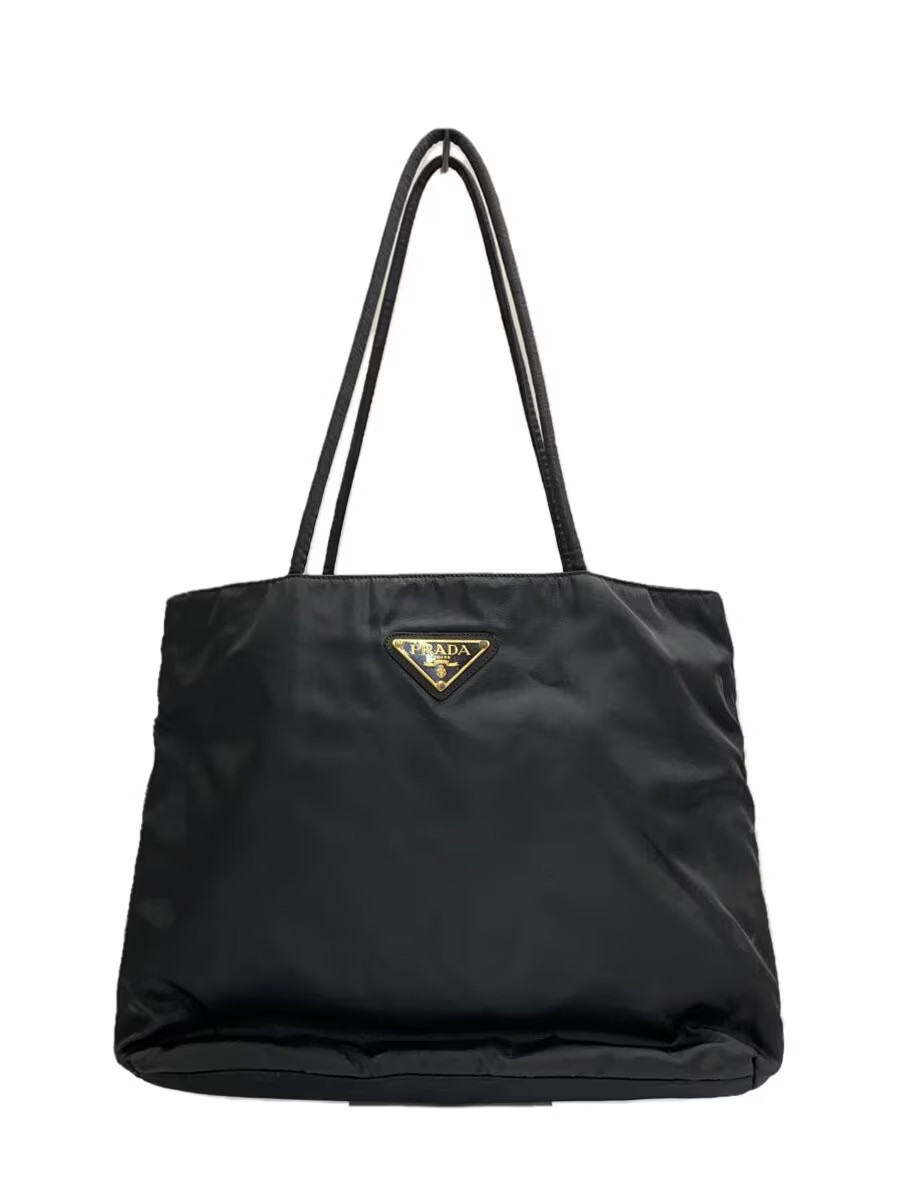Prada Black Nylon Tessuto Triangle Logo Tote Bag