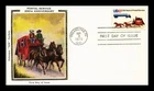 US COVER POSTAL SERVICE BICENTENNIAL STAGECOACH FDC COLORANO SILK CACHET
