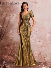 Luxury Slanted Shoulder Evening Dress Women Party Elegant Long FormaL Prom Gown