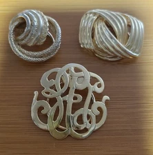 Lot 3 Vintage Goldtone Scarf Clips Abstract  Modern And Filigree Designs