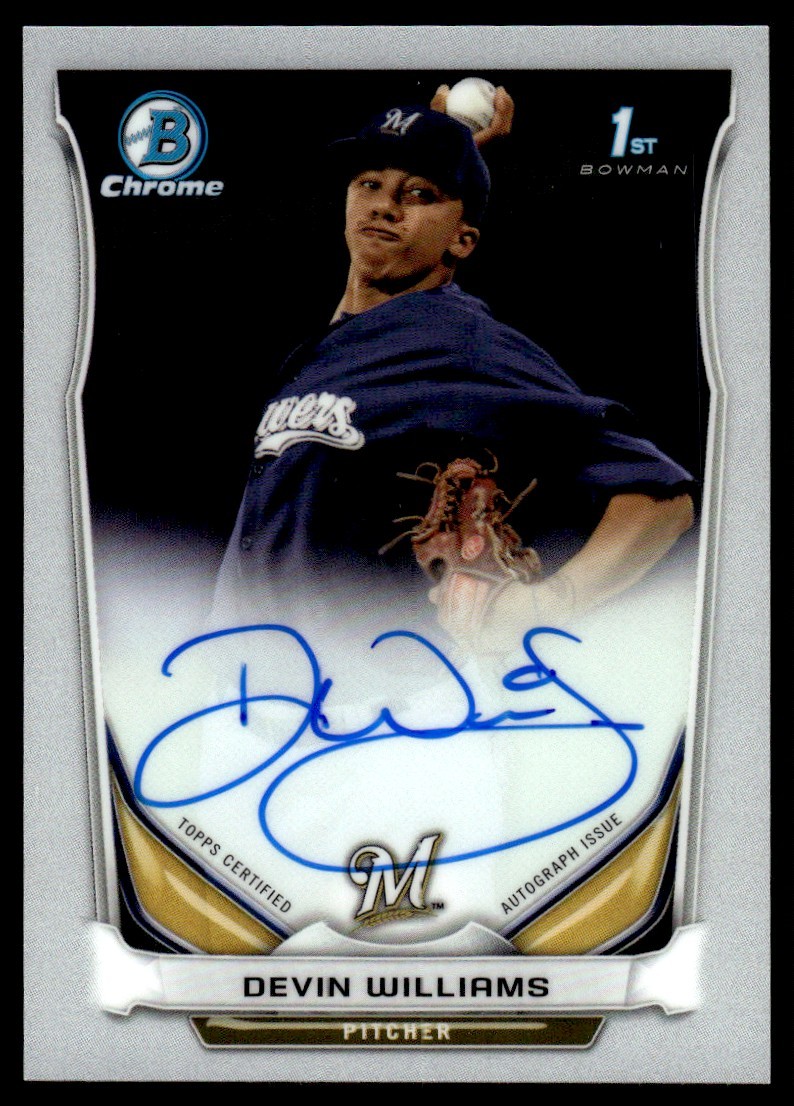 2014 Bowman Chrome Prospect Autographs Devin Williams Auto Milwaukee Brewers