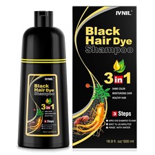 Hair Dye Shampoo, Black, 500ml, Gray Coverage...