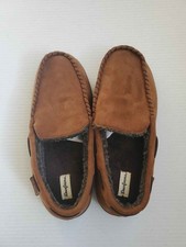 Dearfoams Men's Memory Foam Moccasin Slippers Brown Indoor Outdoor Size 11-12
