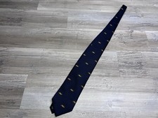Venezia Italy Mens Navy Blue Silk Textured Neck Tie Gondola Boats All Over Print
