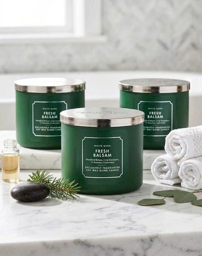3 PACK NEW Fresh Balsam 3-Wick Candle 14.5 oz - FREE SHIP  - product listing photo