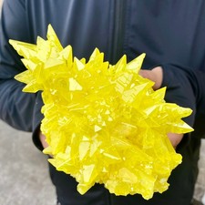 383G Samp minerale cristallo di zolfo giallo naturale appena scoperto cristallo di quarzo