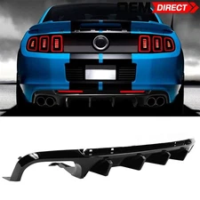 Fits 13-14 Ford Mustang GT500 Rear Bumper Diffuser Gloss Black with V3 Style Fin