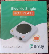Britly Electric Single Hot Plate 1 Hob 1500W 5 Settings White/Black BRHPS24 BNIB