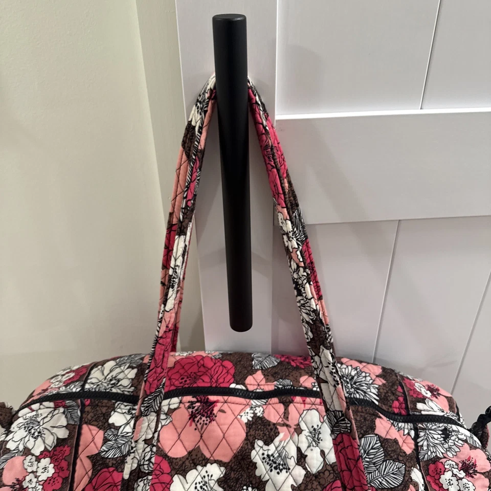 Bolso de Lona VERA BRADLEY Floral Mocha Rouge Grande Fin de Semana Viaje Retirado Bonito Foto 3 de 4