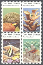 Scott 1830a, The 15¢ 1980 Coral Reefs Issue Block of 4 - MNH