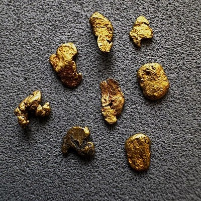 Natural Gold Nuggets w/ Matrix 0.674g 8 Pc NH Placer Gold • NHG34