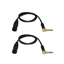 Audio 2000s E14103P2 1/4" TRS Right Angle to XLR Male 3 Feet Audio Cable (2 P...