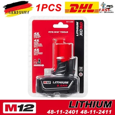 1X Original Ersatzakku Für Milwaukee M12 B6 LI-Ion XC 8,0Ah 12V M12 48-11-2402