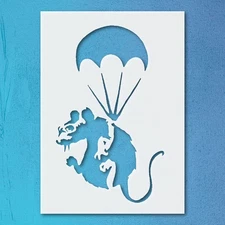 Rat with Parachute Adventure Wall Art Reusable Stencil - StencilAir