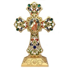 Resurrection of Jesus Christ Seraphim Angels Filigree Standing Cross Jeweled