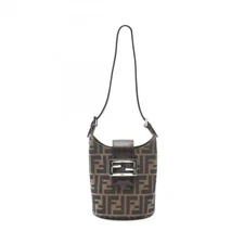 FENDI Zucca Shoulder Bag canvas leather Brown Used Women
