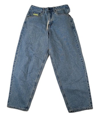 Empyre Jeans Mens 28x27 Blue Baggy Skate Embroidered Logo Y2K Ultra Loose Fit