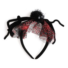 Novelty Spider Web Pattern Headband for Halloween 4.72" Diameter Black Red 1 Pc