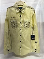 Roar Mens Shirt Size Large Button Up Front Pockets Long Sleeves
