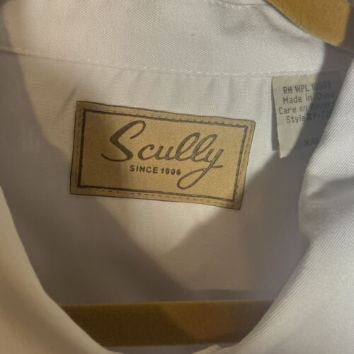 Vintage Scully White Western Pearl Snap Shirt w/ Black Contrast Stitch Size XXL - Picture 4 of 7