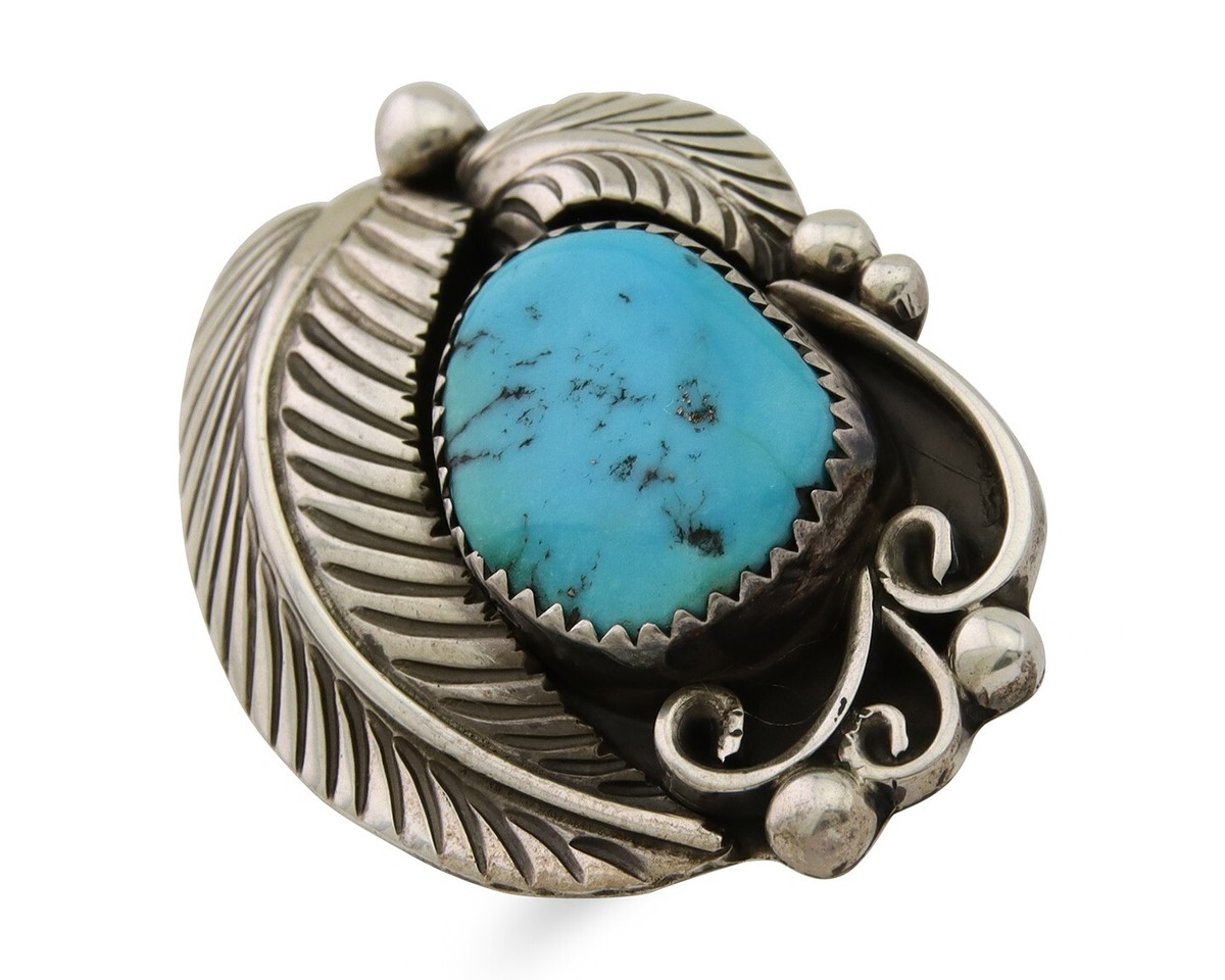 Navajo Ring 925 Silver Blue Turquoise Signed Phillip Morse Jr C