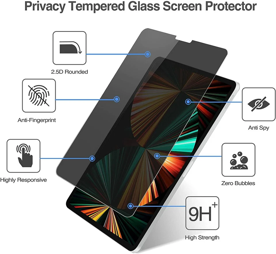 Privacy Tempered Glass Screen Protector Ipad 7/8/9 mini Air pro 11/12.9 - Image 3 of 4