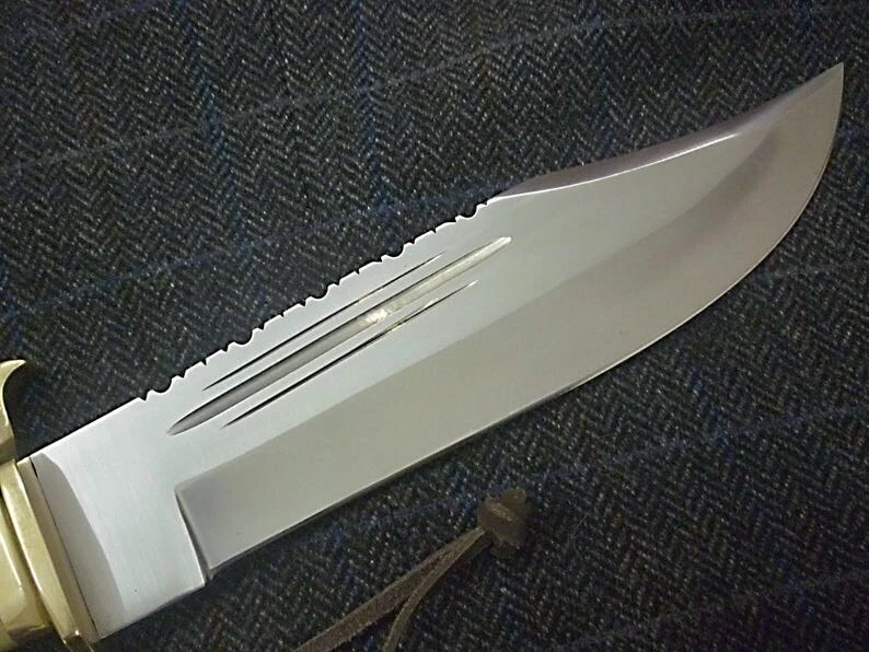 Cuchillo de caza Bowie histórico grande con mango de hueso natural de colección réplica Foto 2 de 4